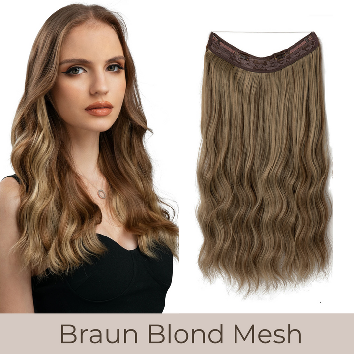 UNSICHTBARE HAAR EXTENSIONS MIT BAND & KLIPS - FÜR EXTRA HALT