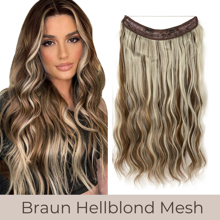 UNSICHTBARE HAAR EXTENSIONS MIT BAND & KLIPS - FÜR EXTRA HALT
