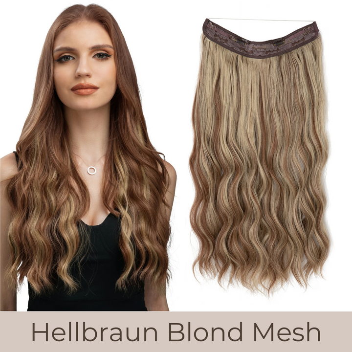 UNSICHTBARE HAAR EXTENSIONS MIT BAND & KLIPS - FÜR EXTRA HALT