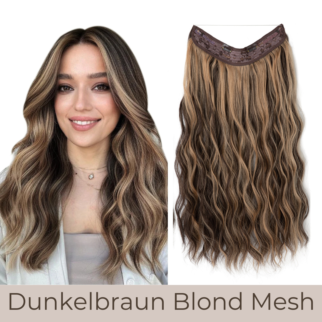 UNSICHTBARE HAAR EXTENSIONS MIT BAND & KLIPS - FÜR EXTRA HALT