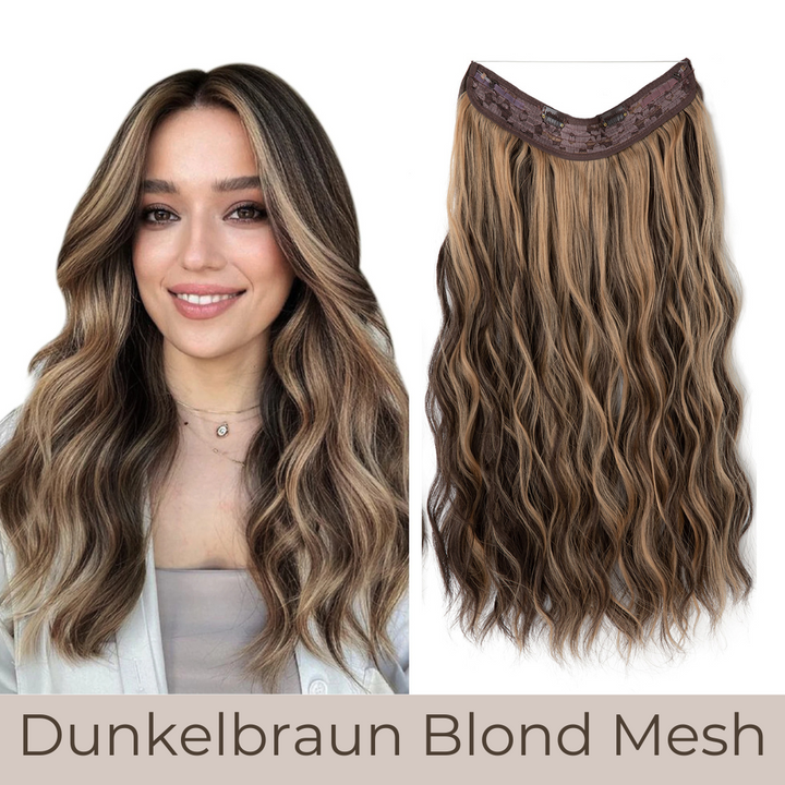 UNSICHTBARE HAAR EXTENSIONS MIT BAND & KLIPS - FÜR EXTRA HALT