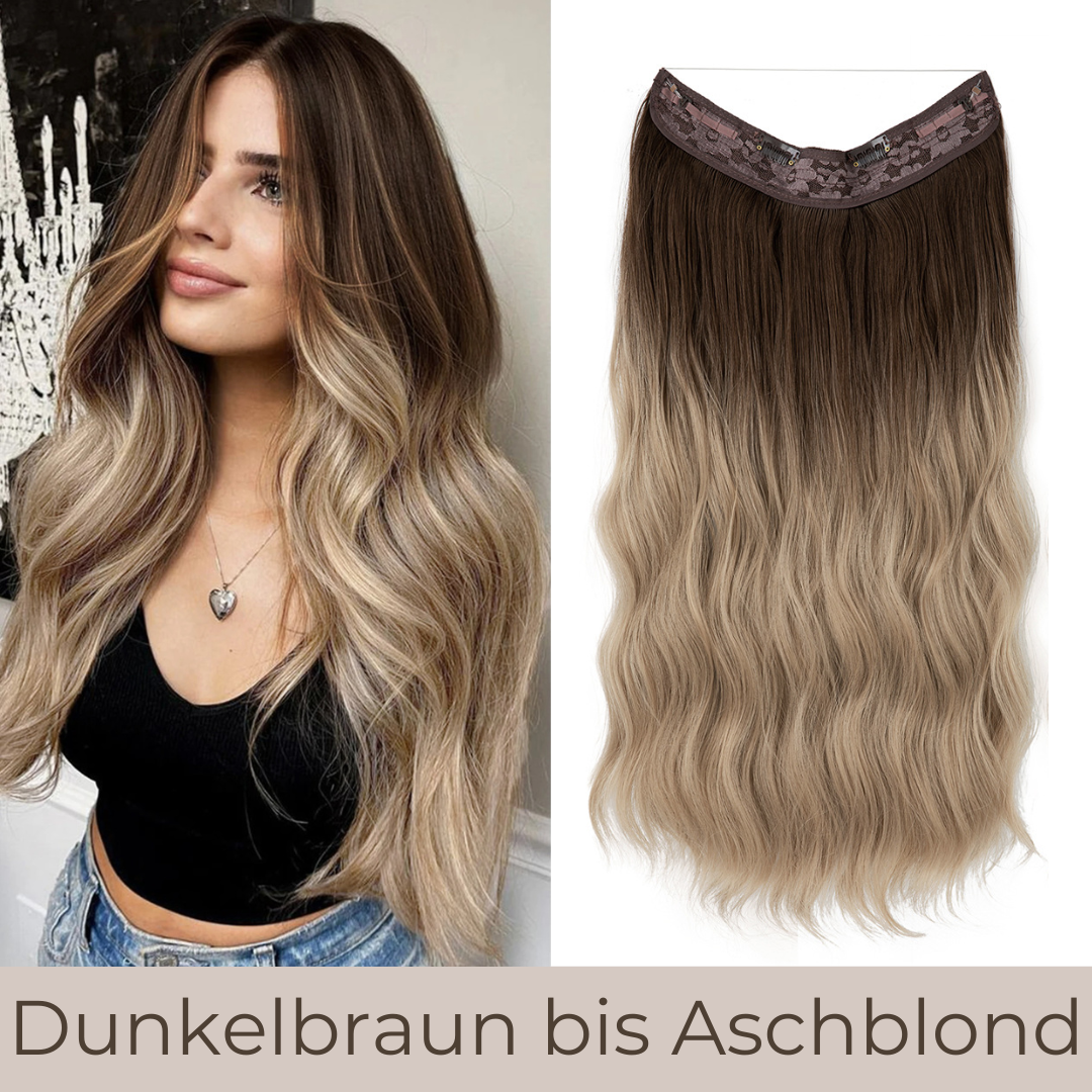 UNSICHTBARE HAAR EXTENSIONS MIT BAND & KLIPS - FÜR EXTRA HALT