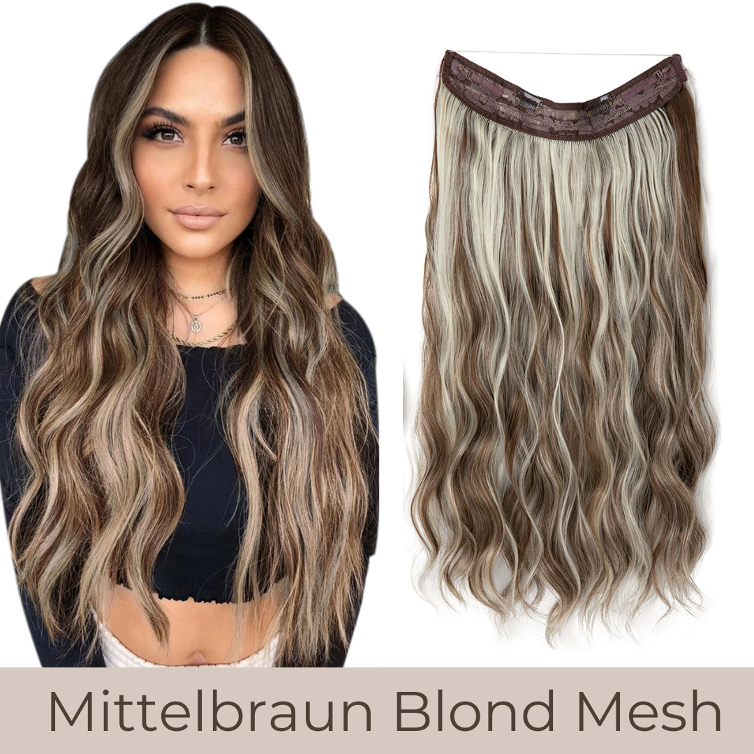 UNSICHTBARE HAAR EXTENSIONS MIT BAND & KLIPS - FÜR EXTRA HALT