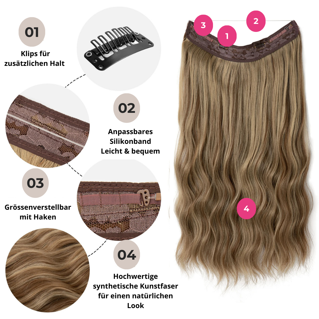UNSICHTBARE HAAR EXTENSIONS MIT BAND & KLIPS - FÜR EXTRA HALT