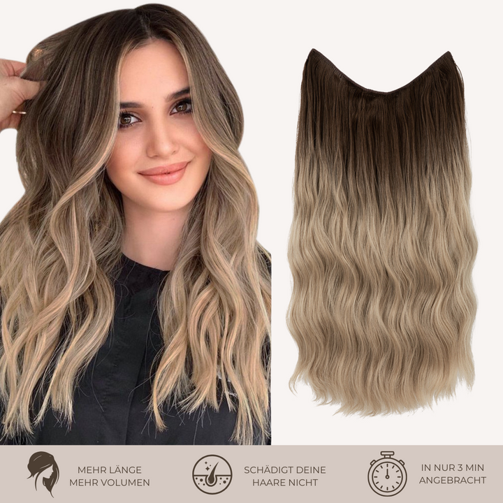 UNSICHTBARE HAAR EXTENSIONS MIT BAND & KLIPS - FÜR EXTRA HALT